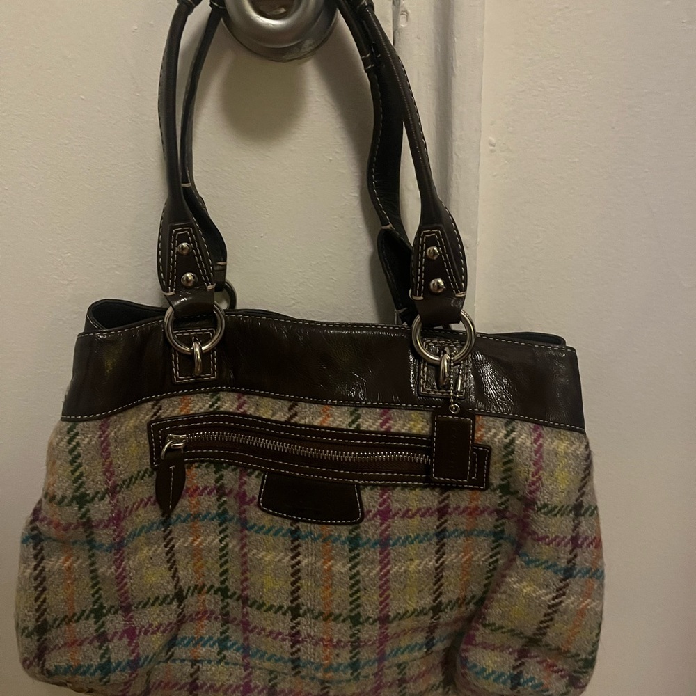 Coach Brown Leather Trim Tote Bag